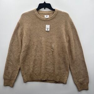 MODE OF ONE Men's Tan‎ Knit Crewneck Sweater Long Sleeve Cotton Acrylic Size L